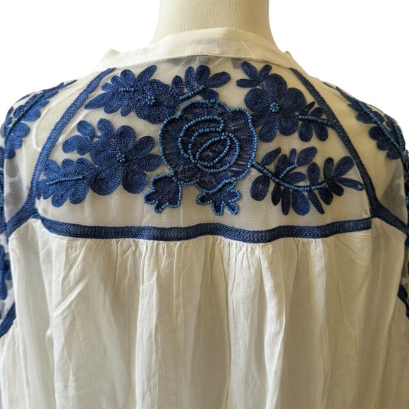 BY ANTHROPOLOGIE LONG SLEEVE TWO TONE LACE BLOUSE BOHO FESTIVAL VICTORIAN M - Picture 7 of 12